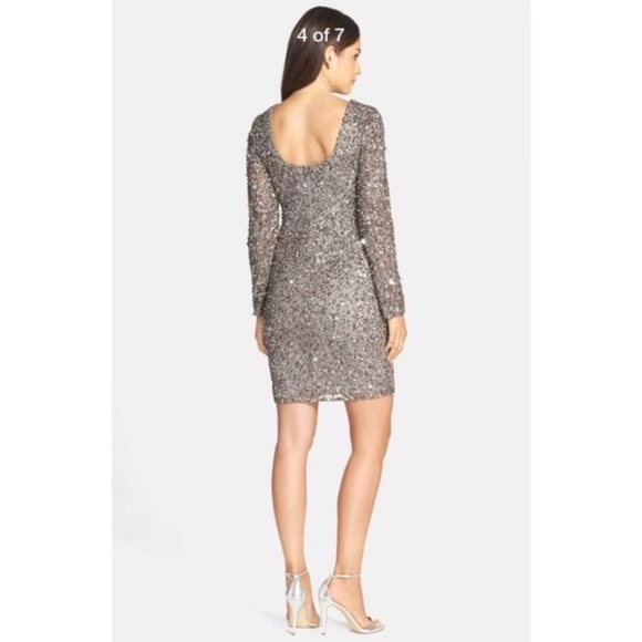 Adrianna Papell beaded long sleeves cocktail dress - Picture 4 of 10